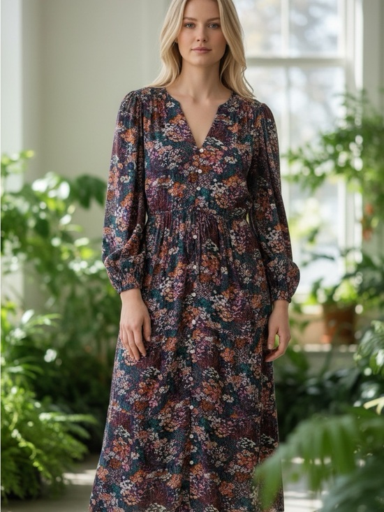 Birds Of Paradise Dresses & Skirts - NWT Trovata Birds of Paradis Viscose Silk Long Sleeve Maxi Dress wPOCKETS!